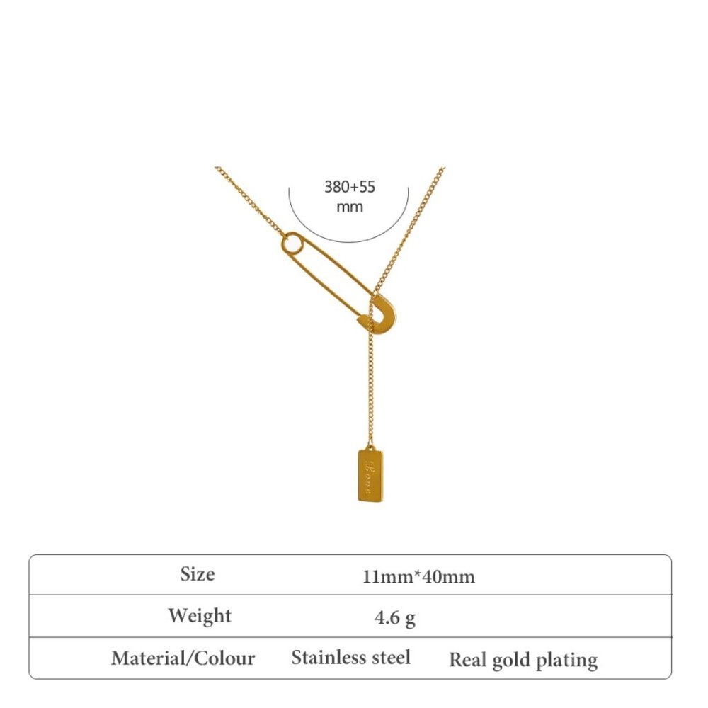 New 18K Gold Plated Paper Clip Love Toggle Chain Necklace - Picture 6 of 6